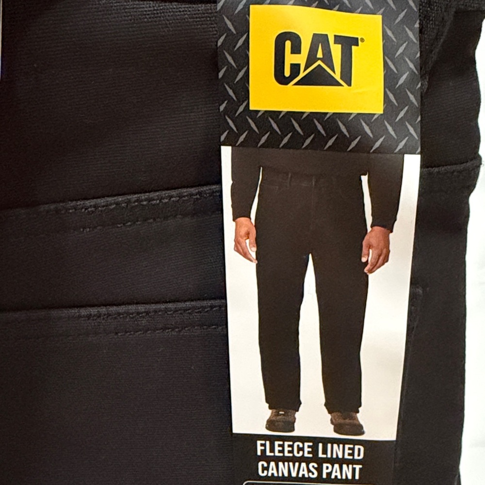 NWT CAT Fleece Lined Canvas Pant Black Size 34x29, 36x32
